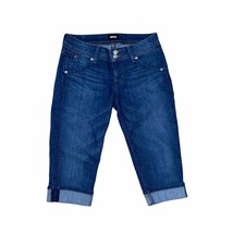 Hudson Malibu Capri Cropped Cuffed Hem Back Pocket Button Flap Jean Shorts  - $23.06