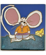 2000 Italian Ceramic Tile Anthropomorphic Mouse Surreal Huge Ears Cheese... - £27.75 GBP