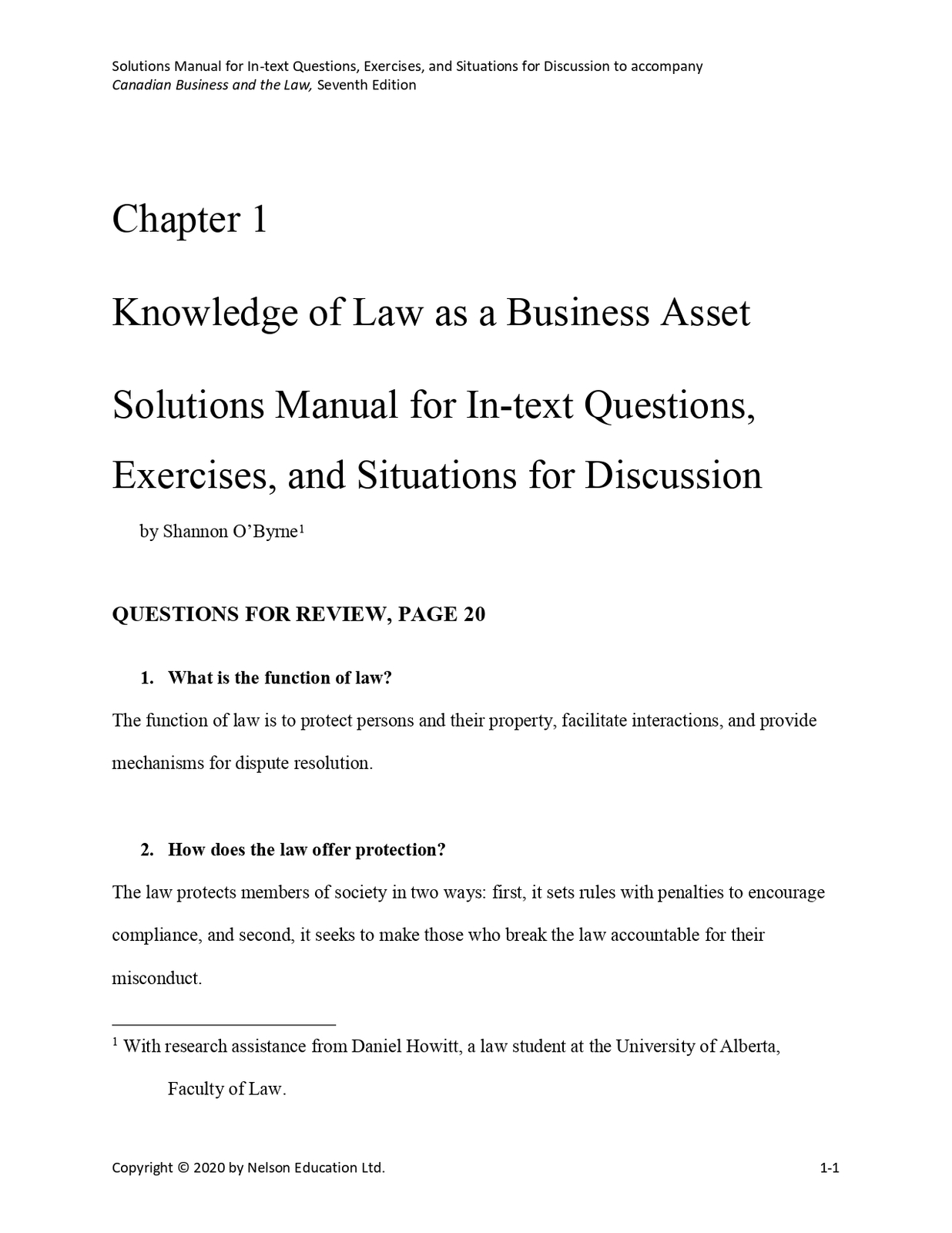 Solution Manual for Canadian Business and the Law 7th edition by Philip ... - $17.99