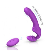 Strapless Strapon Dildo Vibrator Female Double Vibrating G Spot Adult Se... - $65.00