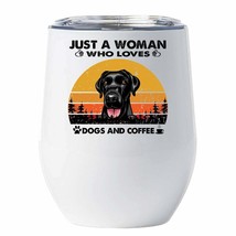 Just A Woman Who Loves Black Labrador Dogs And Coffee Tumbler 12oz Gift For Mom - £17.87 GBP