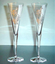 Nachtmann Riedel Golden Moments Toasting Flute 2 PC Etched Heart/Rose NO... - $28.61