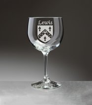 Lewis Irish Coat of Arms Red Wine Glasses - Set of 4 (Sand Etched) - £54.34 GBP