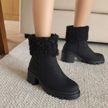 New Ladies Winter Snow Boots Fashionable round toe naked boots Warm leisure Plus - £69.08 GBP