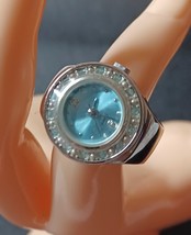 Avon Birthstone Ring Watch Silvertone Aquamarine March Untested Needs Ba... - £19.53 GBP