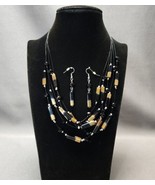 Multistrand Bronze Fade-to-Black Beads Beaded Necklace &amp; Matching Earrin... - £15.64 GBP