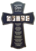 Small Wood Cross -- Amazing Grace -- (11.5&quot; x 8&quot; x 3/4&quot;) - £13.98 GBP