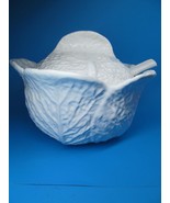 White Majolica Vintage Cabbage Leaf Tureen With Lid and Ladle GUC - £38.77 GBP