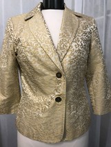 Sigrid Olsen Women&#39;s Blazer Tan and With Gold Tapestry Print Blazer Size 6 - $29.70