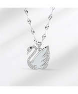 Quartz &amp; Cubic Zirconia Silver-Plated Swan Pendant Necklace - £12.63 GBP