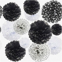 Polka Dot Fiesta: Vibrant Tissue Paper Pom Poms - 12&quot; 10&quot; 8&quot; 6&quot; - Pack of 12 for - $21.77