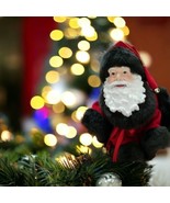 St.Nick Santa Head Face 8&quot; Christmas Ornament Velveteen Hat/Collar Faux ... - £13.51 GBP