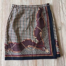 Vintage Talbots 8P Silk Wrap Skirt Brown Houndstooth Equestrian Horse Riding - £35.92 GBP