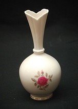 Old Vintage Lenox Pink Rose Bud Vase Hand Decorated w 24K Gold Trim Marked USA - £15.56 GBP