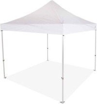 White Commercial-Grade Straight-Leg Pop-Up Canopy Tent With Roller, 10&#39; X 10&#39;. - £371.61 GBP