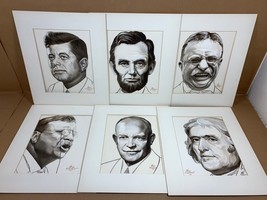 6 Hand Painted Presidents - Artwork - Artist Signed - John F. Kennedy &amp; More - £103.90 GBP