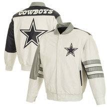 NFL Dallas Cowboys JH Design Cowhide Leather Jacket  With Applique Leather Logo  - £2,330.13 GBP