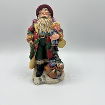 Yuletide Traditions Resin Santa Claus Figurine Patchwork 8&quot; Tall Christmas - £6.92 GBP