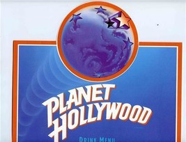 Planet Hollywood Restaurant Die Cut Drink Menu 1990&#39;s - $27.72
