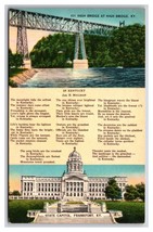 In Kentucky Poem by Jas Mulligan Dual View UNP Linen Postcard XA10 - $3.91