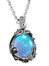 Moonstone Necklace Wired Silver Pendant Jewellery Aura Stone 20&quot; Chain Jewellery - £5.98 GBP