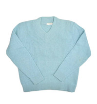 Vintage 100% Shetland Wool Sweater Mens S Light Blue Cricket Tennis Jumper - £25.73 GBP