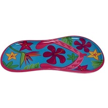 Hard plastic Flip Flop Serving Platter Tray Hibiscus 15x9 Pink Blue Colo... - $10.88