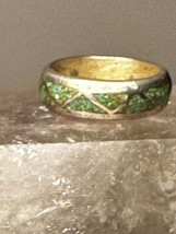 Turquoise ring size 5 southwestern band wedding sterling silver women - $38.61