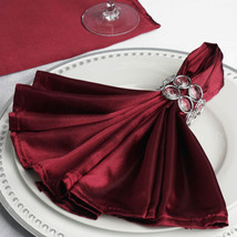 10 Burgundy Silky Satin 20X20&quot;&quot; Wedding Napkins Party Table Linens Catering Gift - £10.21 GBP