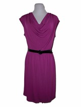 Max and Cleo Dress Drape Neckline Cap Sleeves Size M Purple - £8.68 GBP