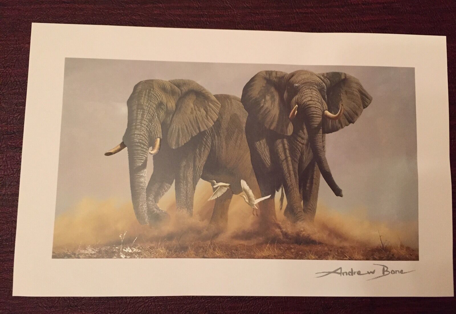 Primary image for ANDREW BONE THE LAST FRONTIER SERIOLITHOGRAPH IN COLOR ON PAPER W COA ELEPHANTS