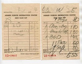 Armed Forces Recreation Center Mess Sales Slips Berchtesgaden Garmisch 1960&#39;s - £17.40 GBP