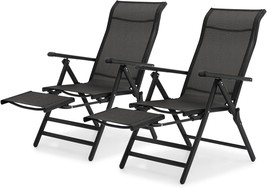 Monibloom 3 In 1 Outdoor Lounge Chairs Set Of 2 Folding Recliner Patio, 330Lbs - £106.05 GBP