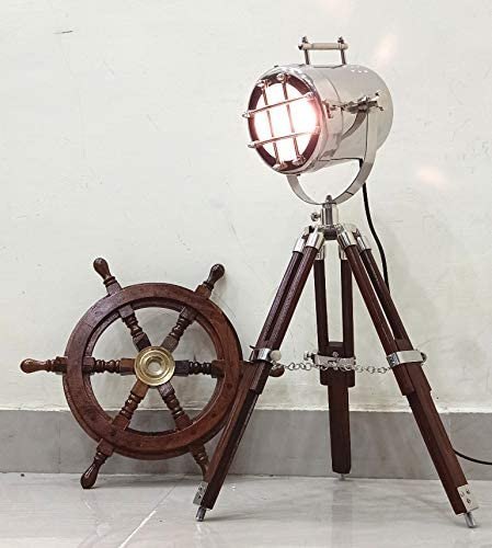 NauticalMart Vintage Spotlight Tripod Table Lamp Home Decor Study Light