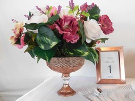 Rose Gold Vase Floral Bling Diamond Centerpiece For Table, Wedding Centerpiece - £13.76 GBP
