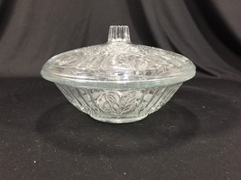 Vintage Heavy Cut Crystal Covered Candy Dish Wedding Gift Clear Glass 7&quot; Floral - £19.91 GBP