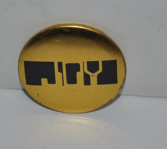 Vintage 80s &quot;JOY&quot; Gold &amp; Black Computer Font - Pinback Button Pin 1-1/2&quot; - $14.84