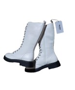 New Rollda Collection White LaceUp Combat Boots LaceUp Side Zipper MidCalf - £34.35 GBP