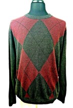 Dockers Men XL Long Sleeve Brown Argyle Sweater Heather Brown Maroon Lig... - $18.43