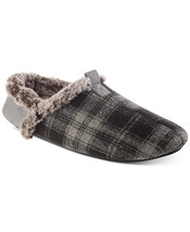 Isotoner Men&#39;s Plaid Faux Fur Slippers Black Multi-XL 11-12 - $22.99