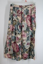 Vtg 90s Jonathan Martin Naturally 7/8 Floral Pleated Midi Skirt Ranunculus - $25.65