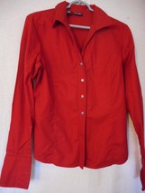 Rafaella Size 8 Burgundy Button Front shirt blouse long sleeve - $163.79 MXN