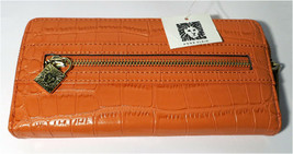 Nwt Anne Klein - Trendy Orange Zip Around Wallet - Alligator Alley Slgs - £12.24 GBP