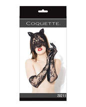 Cat mask &amp; glove set black o/s - £30.01 GBP