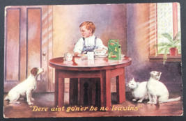 Vintage Egg-O-See Souviner Child w/ Dog &amp; Cats Advertising Postcard - £7.53 GBP