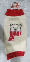 Festive Dog Sweater with Polar Bear on White Background Size M by Pet Central - £12.64 GBP