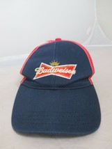 Budweiser Uniform Mesh Strapback Hat Ball Cap Blue Red Trucker Embroidered Crown - £11.47 GBP