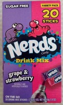 Nerds Drink Mix Grape &amp; Strawberry To Go Sticks Sugar Free 20-CT SAME-DA... - £6.99 GBP