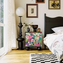 Colorful Floral Wood Nightstand, Modern Small Space Storage Cabinet, Dop... - $799.00