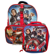 Marvel Civil War Team Captain America School Backpack &amp; Soft Insulated Lunch Bag - £35.34 GBP